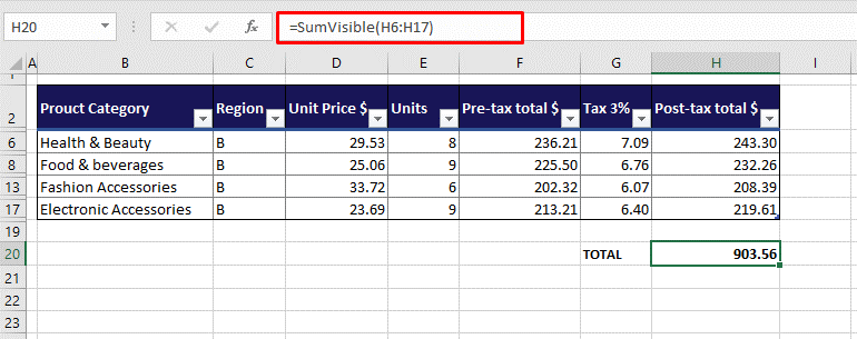 Excel 如何仅对筛选的单元格求和