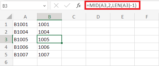 Excel 如何删除第一个字符