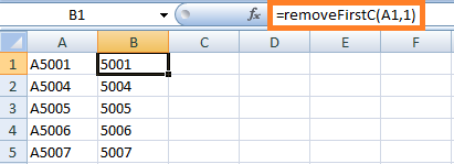 Excel 如何删除第一个字符