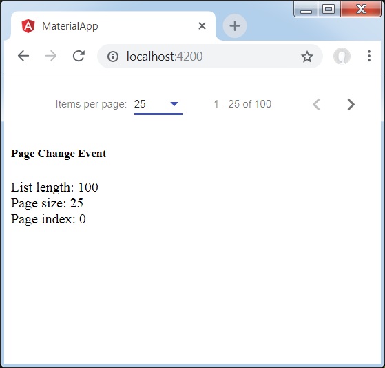 Angular Material 7 - Paginator