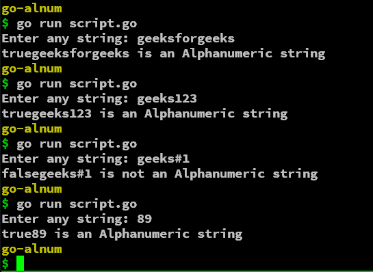 Golang 检查字符串是否为字母数字
