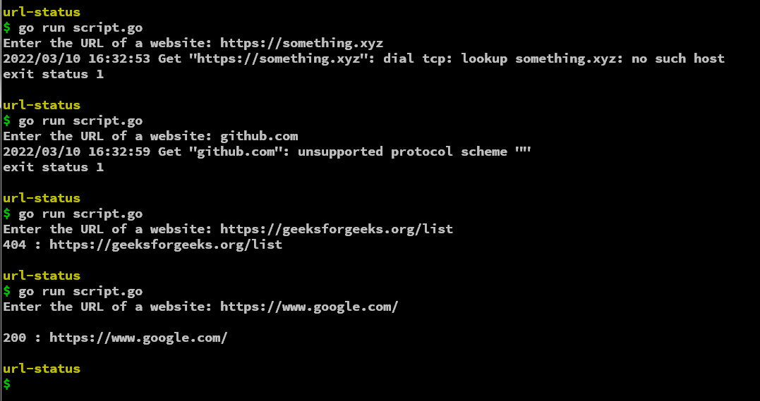 Golang 检查 URL/网站的状态
