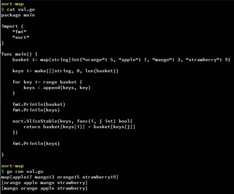Golang 如何按Map的键或值排序
