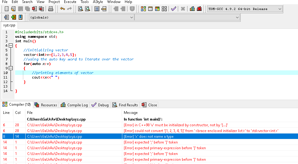 如何在Dev-C++中修复auto关键字错误