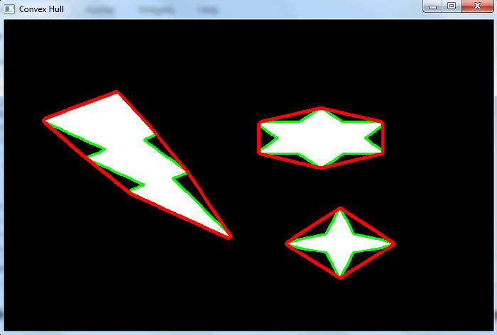 如何在OpenCV Python中查找并绘制图像轮廓的凸包？