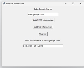 用Tkinter创建GUI以获取域名信息