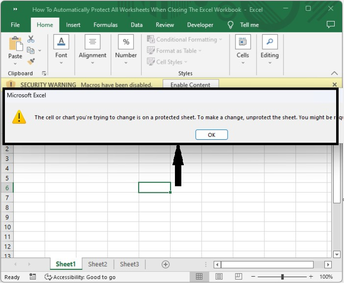 如何在关闭 Excel 工作簿时自动保护所有工作表？