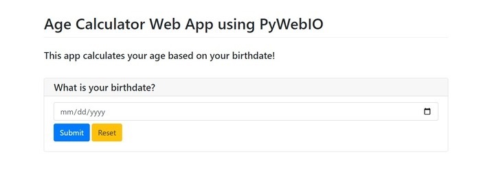 如何在Python中使用 PyWebIO 创建 AGE 计算器 Web 应用？