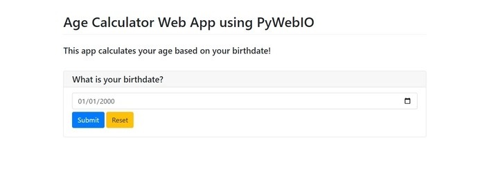 如何在Python中使用 PyWebIO 创建 AGE 计算器 Web 应用？