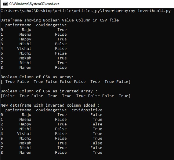 如何在Python中反转布尔数组的元素？