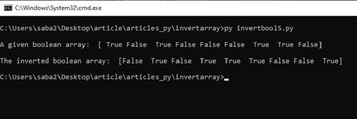如何在Python中反转布尔数组的元素？