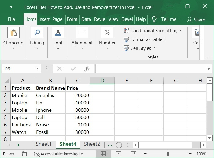 在Excel中添加、使用和删除筛选器