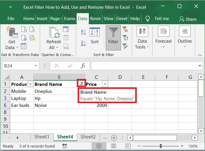 在Excel中添加、使用和删除筛选器