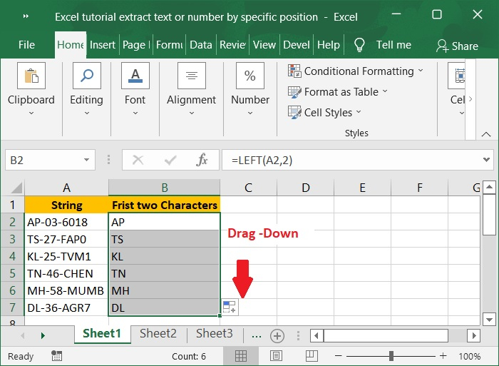 Excel教程：按特定位置提取文本或数字