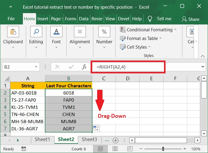 Excel教程：按特定位置提取文本或数字