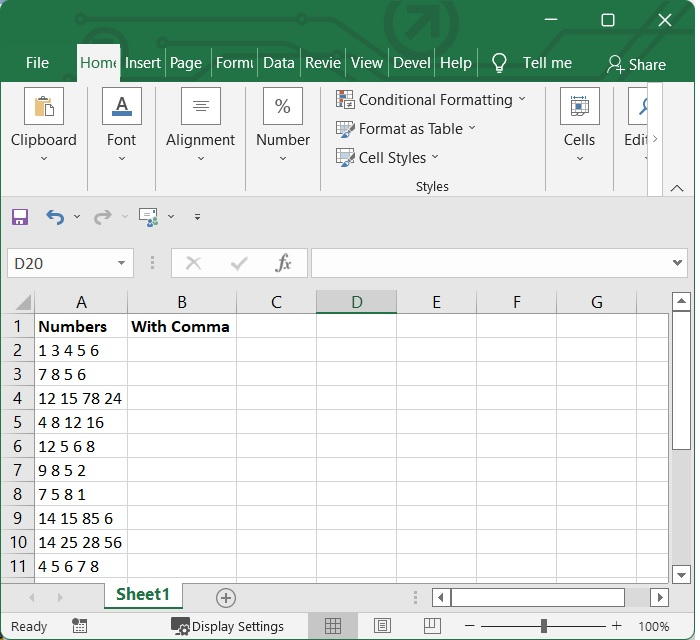 如何在Excel单元格中的每个数字之间添加逗号?