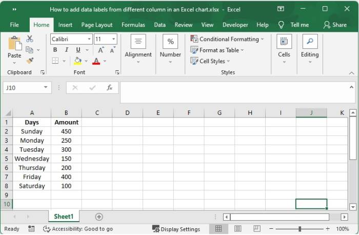 如何在Excel图表中添加来自不同列的数据标签？