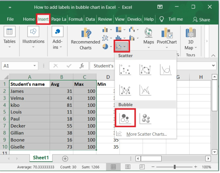 如何在Excel中的气泡图中添加标签?