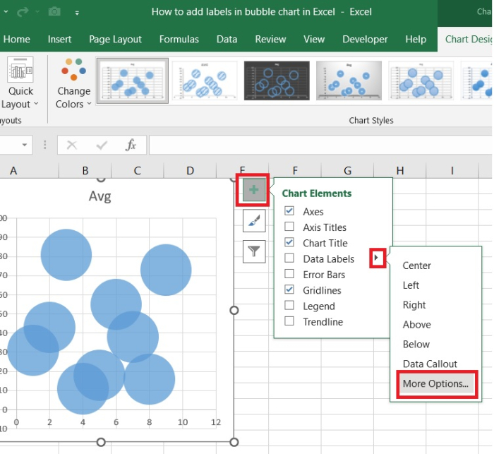 如何在Excel中的气泡图中添加标签?