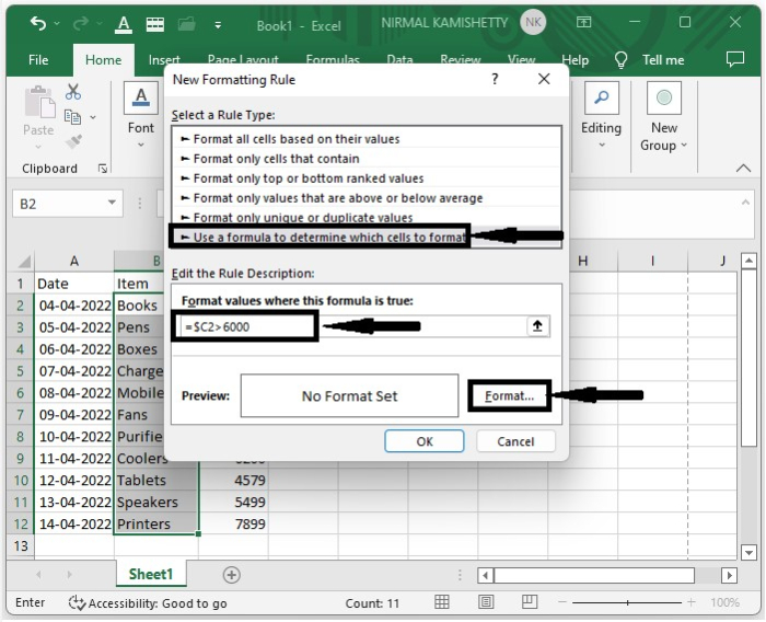 如何在Excel中基于另一列为列应用条件格式？