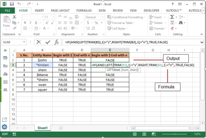 如何在Excel中检查单元格是否以特定字符开头或结尾？