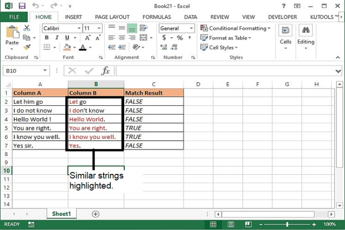 Compare Two Strings For Similarity Or Highlight Differences In Excel