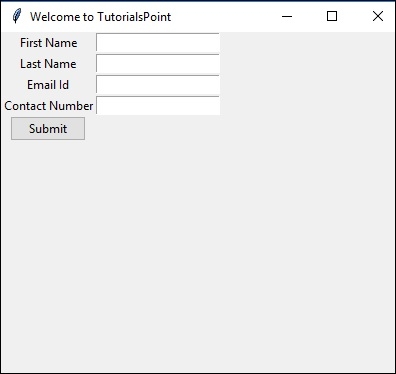 使用Python Tkinter创建简单的注册表格