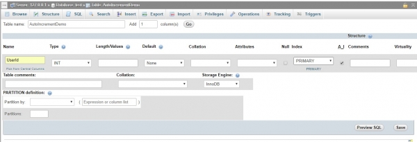 MySQL 如何使用PhpMyAdmin将自动递增添加到数据库中的列