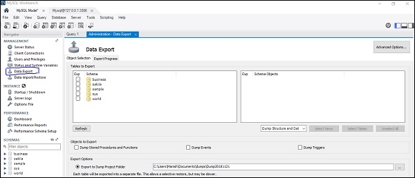 MySQL 如何使用MySQL Workbench备份MySQL数据库