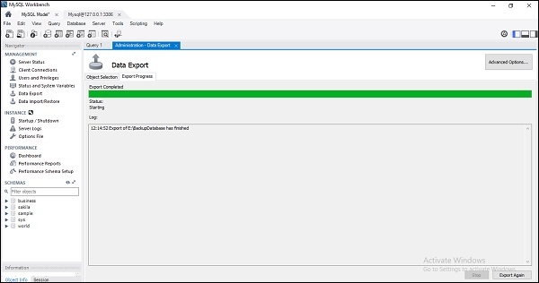 MySQL 如何使用MySQL Workbench备份MySQL数据库