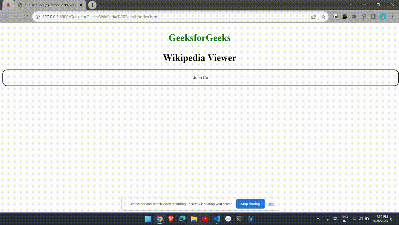 使用HTML CSS和JavaScript创建一个维基百科搜索