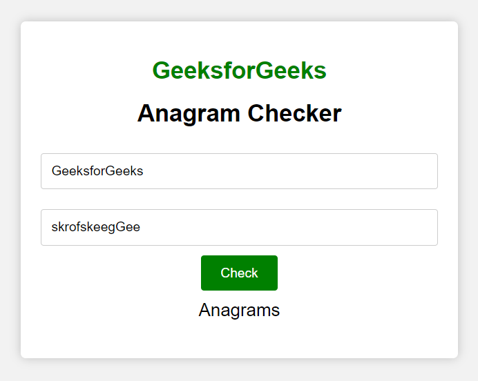 使用HTML CSS和JavaScript创建一个Anagram Checker App