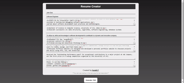 使用HTML CSS和JavaScript创建动态简历生成器