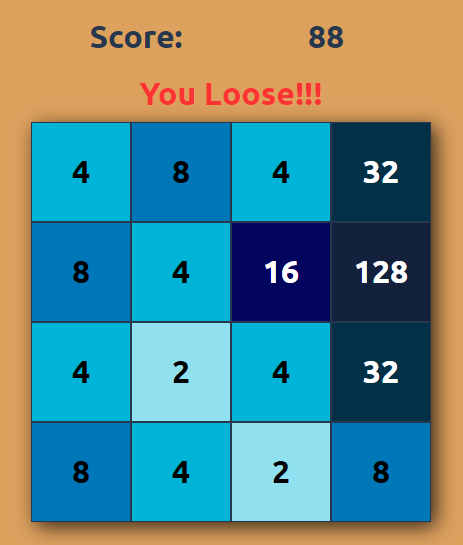 JavaScript 设计2048游戏
