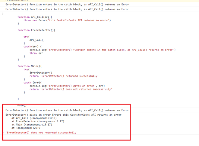 JavaScript catch块中丢失backtrace JavaScript catch块中丢失backtrace