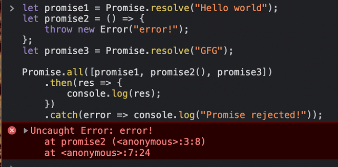JavaScript 为什么当一个非 Promise 抛出错误时Promise.all 不会拒绝