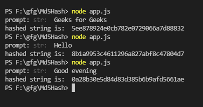 如何在Node.js中使用md5函数进行字符串哈希