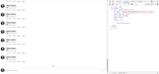 JavaScript 自动在Facebook帖子上评论