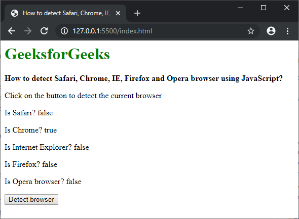 如何使用JavaScript检测用户浏览器（Safari、Chrome、IE、Firefox和Opera）