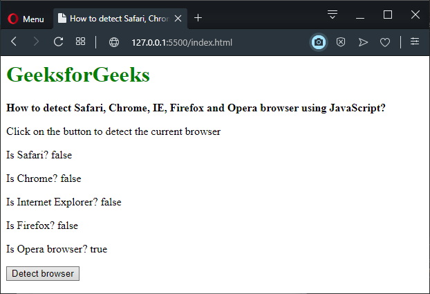 如何使用JavaScript检测用户浏览器（Safari、Chrome、IE、Firefox和Opera）