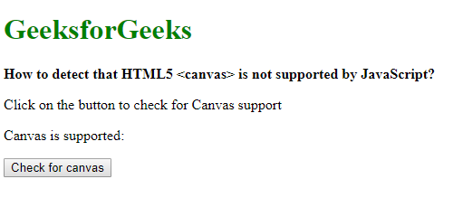 如何检测HTML 5中的canvas在JavaScript中不被支持