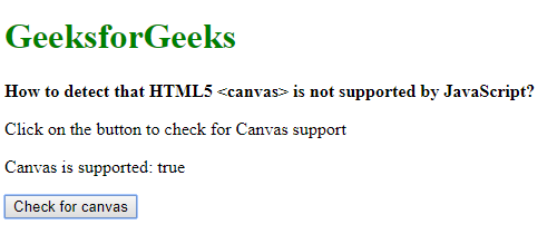 如何检测HTML 5中的canvas在JavaScript中不被支持
