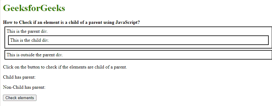 如何使用JavaScript检查一个元素是否是父元素的子元素
