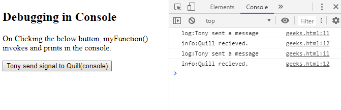如何在Google Chrome JavaScript控制台中打印调试消息