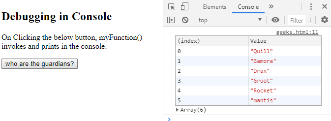 如何在Google Chrome JavaScript控制台中打印调试消息