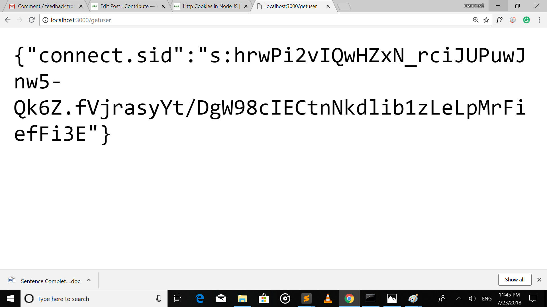 Node.js中的HTTP Cookies
