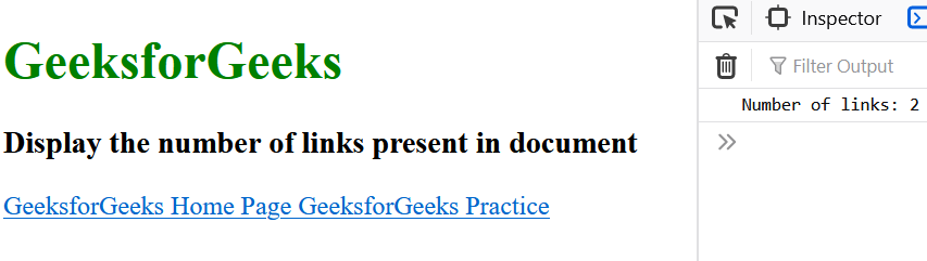 JavaScript 显示文档中链接的数量