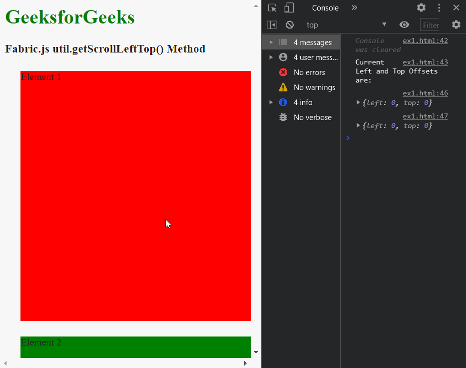 Fabric.js getScrollLeftTop() 方法