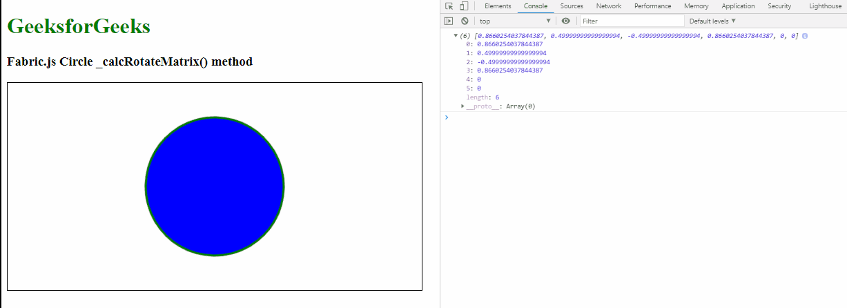 Fabric.js Circle _calcRotateMatrix() 方法