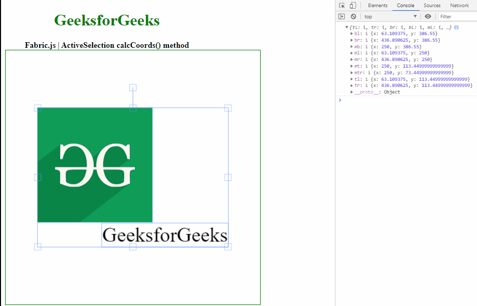 Fabric.js ActiveSelection calcCoords() 方法